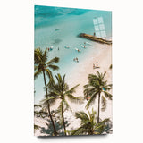 Large abstract wall art on acrylic glass depicting vibrant summer hues, ideal for bedroom or dining room decor.