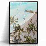 Large abstract wall art in vibrant summer hues on black framed acrylic, ideal for modern living room decor.