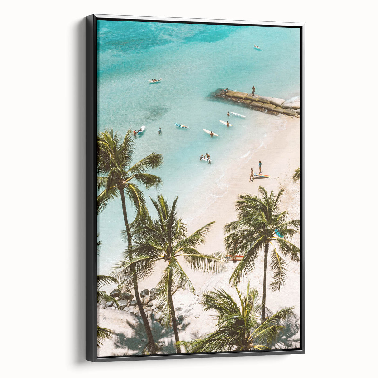 Black and white framed canvas depicting a vintage landscape scene, ideal for bedroom wall art.