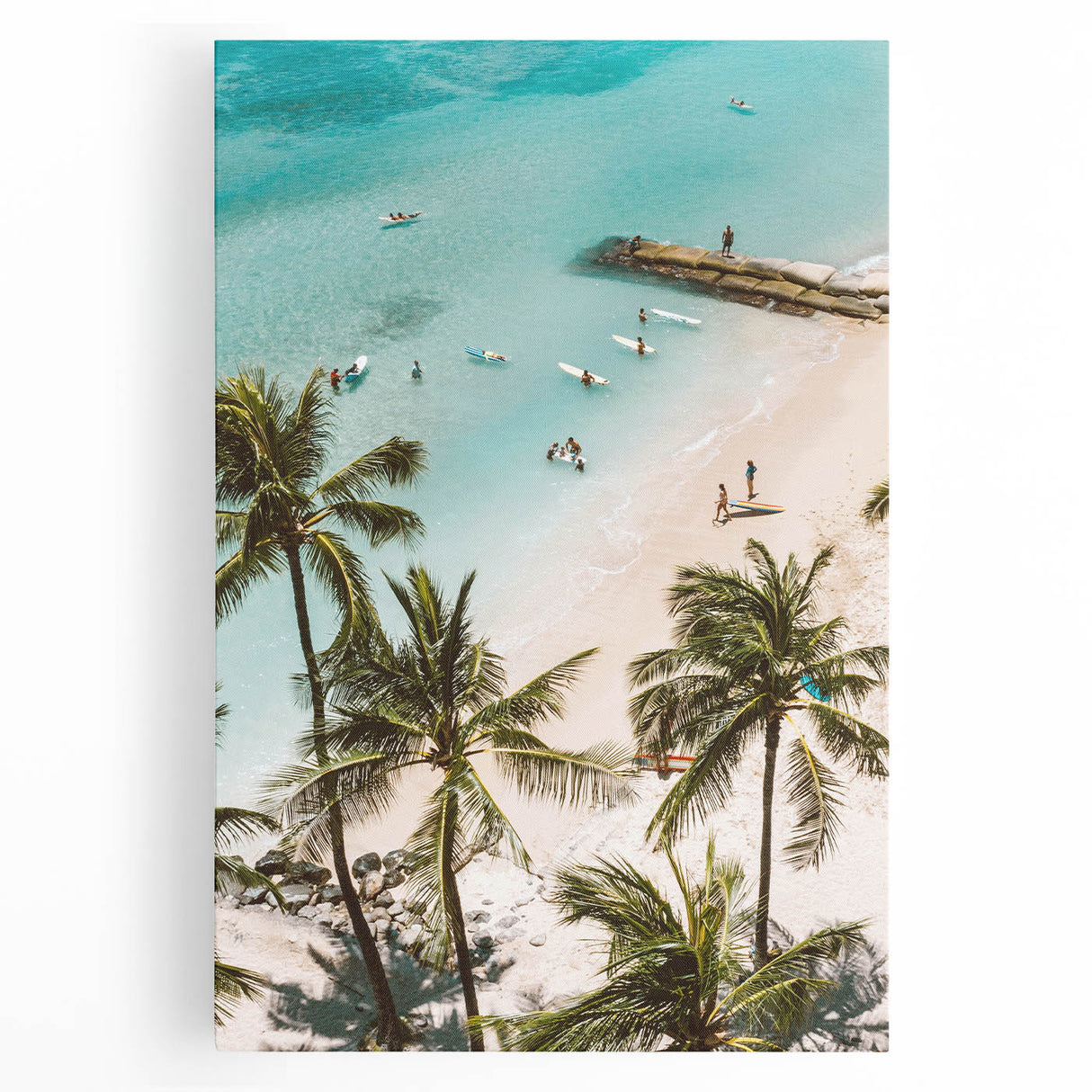 Large black and white stretched canvas featuring a minimalist summer tree design, suitable for kitchen wall art.