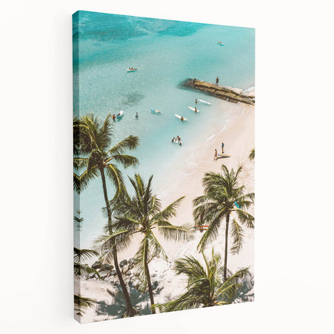 Large canvas with a vibrant summer-themed abstract design, ideal for kitchen wall art.