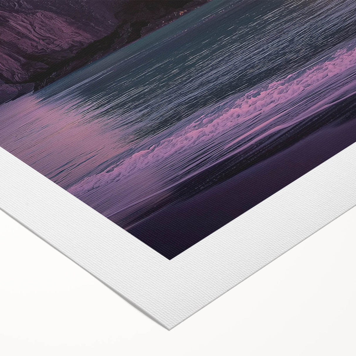 Vibrant rolled canvas artwork depicting a stunning landscape of cliffs under a bright blue sky, showcasing intricate details and rich colors, perfect for home decor.