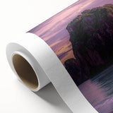 Stunning rolled canvas print depicting a vibrant landscape with dramatic cliffs and lush greenery, ideal for home decor or interior design accents.