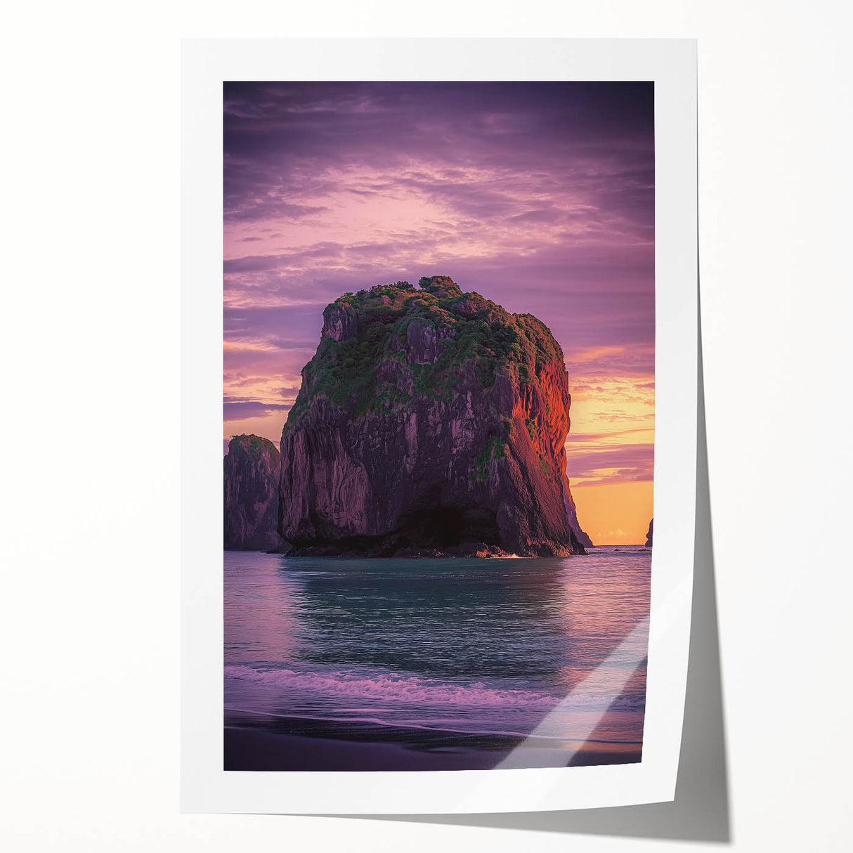Stunning rolled print showcasing vibrant landscape cliffs in rich earth tones, beautifully packaged in a durable cardboard tube, ideal for home decor.