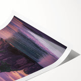 Stunning rolled print showcasing a breathtaking landscape of dramatic cliffs and vibrant sky colors, perfect for enhancing home decor and artistic flair.