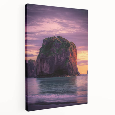 Stretched canvas artwork showcasing dramatic cliffs and a vibrant landscape in rich colors, ideal for enhancing home decor with a nature-inspired theme.