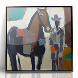 Rustic Western Living Room Wall Art – Cowboy & Horse Canvas