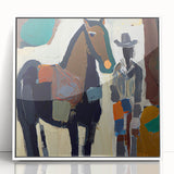 Rustic Western Living Room Wall Art – Cowboy & Horse Canvas