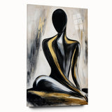 Abstract figurative acrylic artwork displayed from the side, featuring vibrant colors and fluid shapes, encapsulating a modern artistic expression on glass.