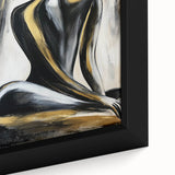 Close-up of an abstract figurative framed canvas artwork showcasing vibrant colors and intricate details, ideal for modern home decor and artistic expression.