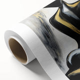 Abstract figurative rolled canvas artwork featuring vibrant colors and dynamic shapes, ideal for modern home decor, securely packaged in a protective cardboard tube.