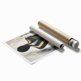 Abstract figurative art print showcasing vibrant colors and dynamic shapes, elegantly rolled and packaged in a protective cardboard tube for easy display.