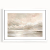 Abstract landscape wall art framed with a white mat, showcasing vibrant colors and fluid shapes, ideal for modern home decor and artistic expression.