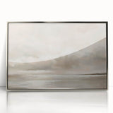 Framed abstract landscape wall art featuring silver acrylic accents, showcasing a modern design suitable for contemporary home decor. The piece adds elegance and depth to any room setting.