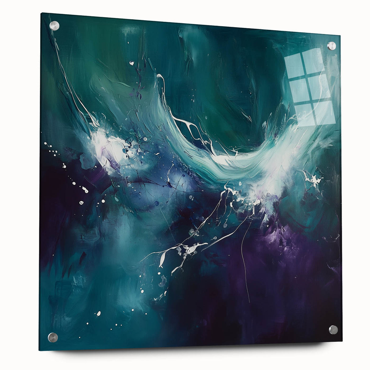 Contemporary Fluid Art – Teal and Violet Swirl with Abstract Energy
