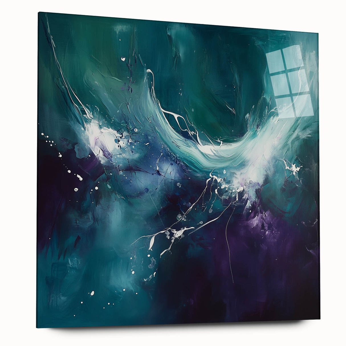 Contemporary Fluid Art – Teal and Violet Swirl with Abstract Energy