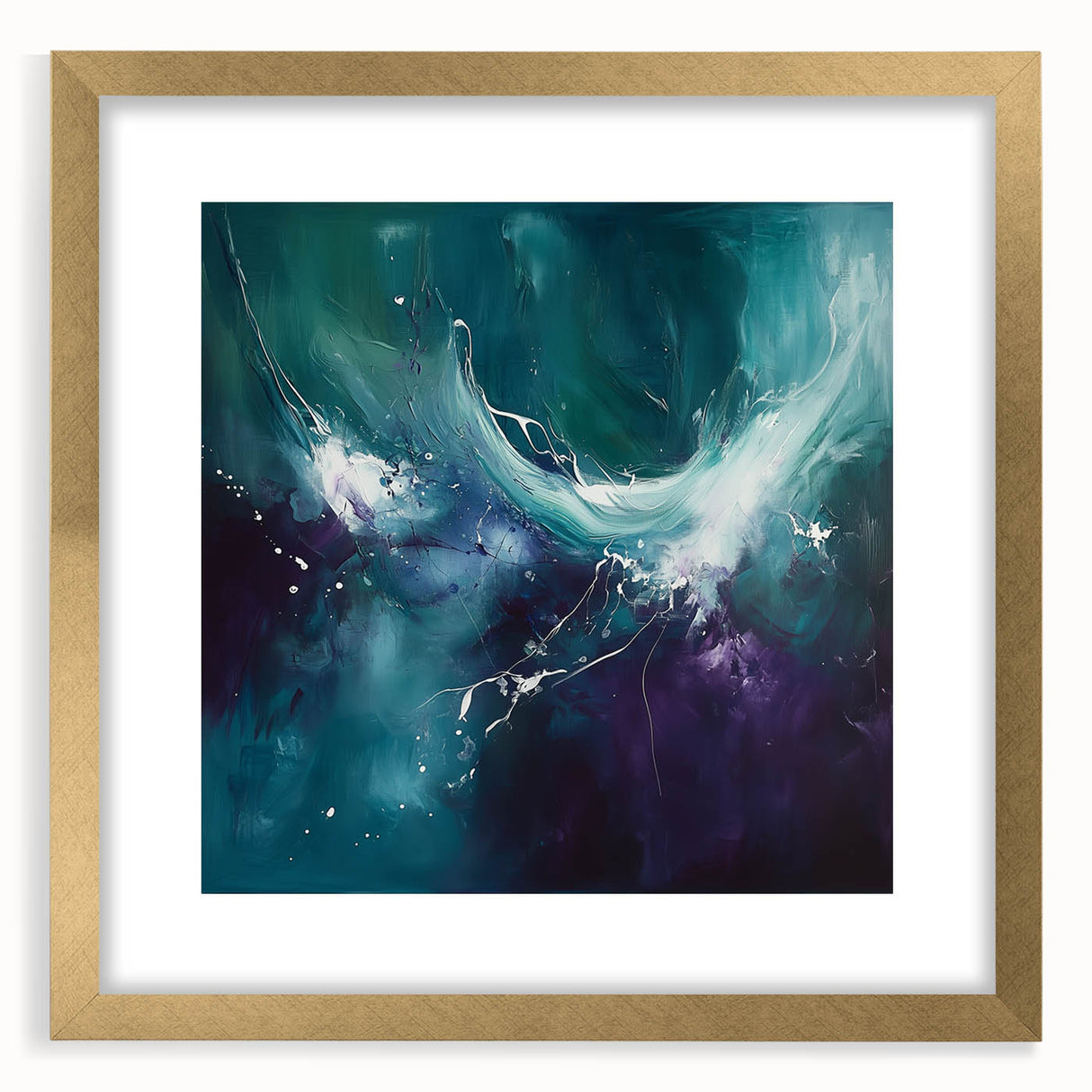Contemporary Fluid Art – Teal and Violet Swirl with Abstract Energy