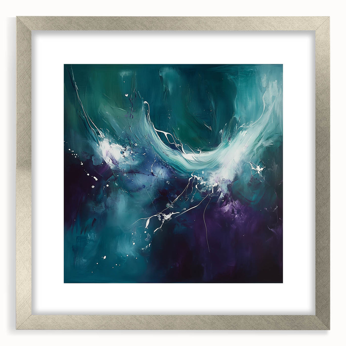 Contemporary Fluid Art – Teal and Violet Swirl with Abstract Energy