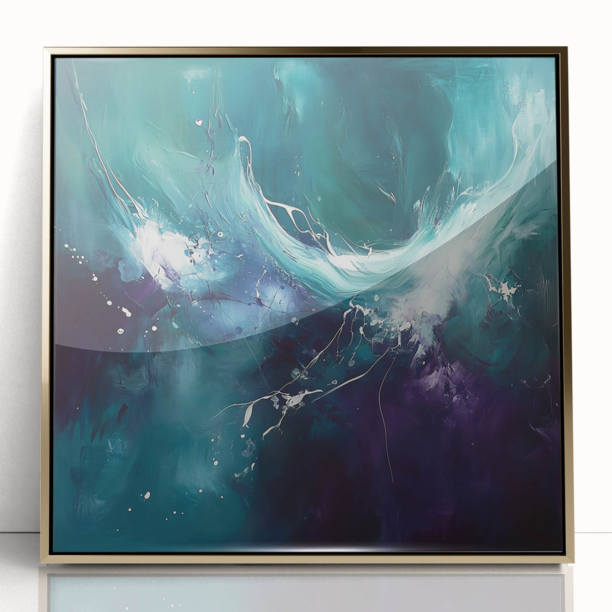 Contemporary Fluid Art – Teal and Violet Swirl with Abstract Energy