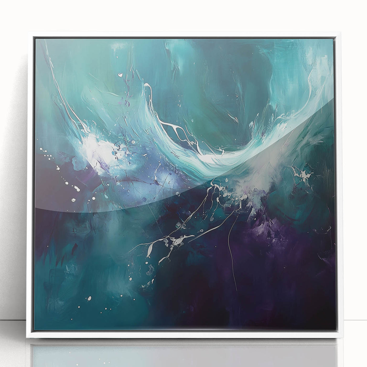 Contemporary Fluid Art – Teal and Violet Swirl with Abstract Energy