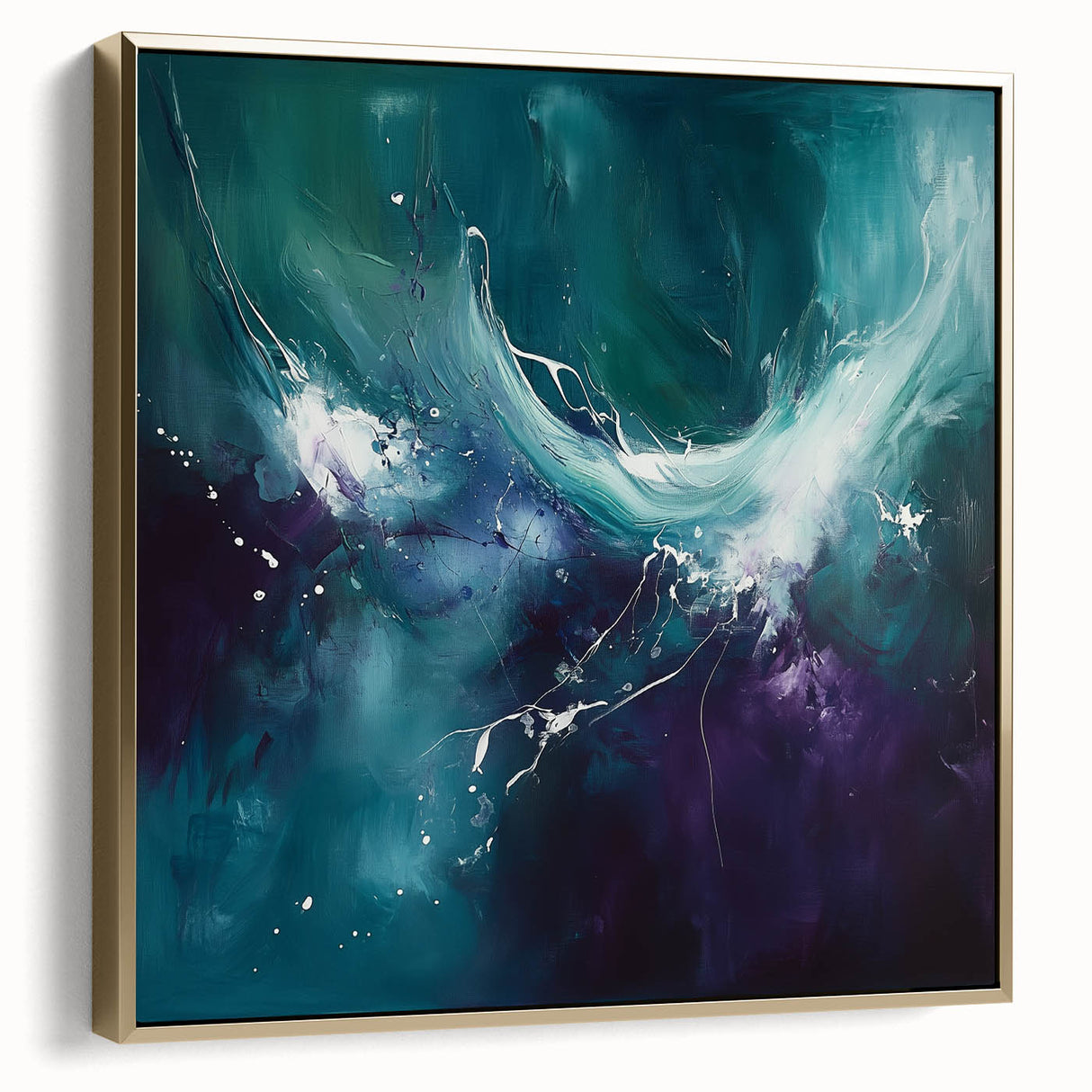 Contemporary Fluid Art – Teal and Violet Swirl with Abstract Energy