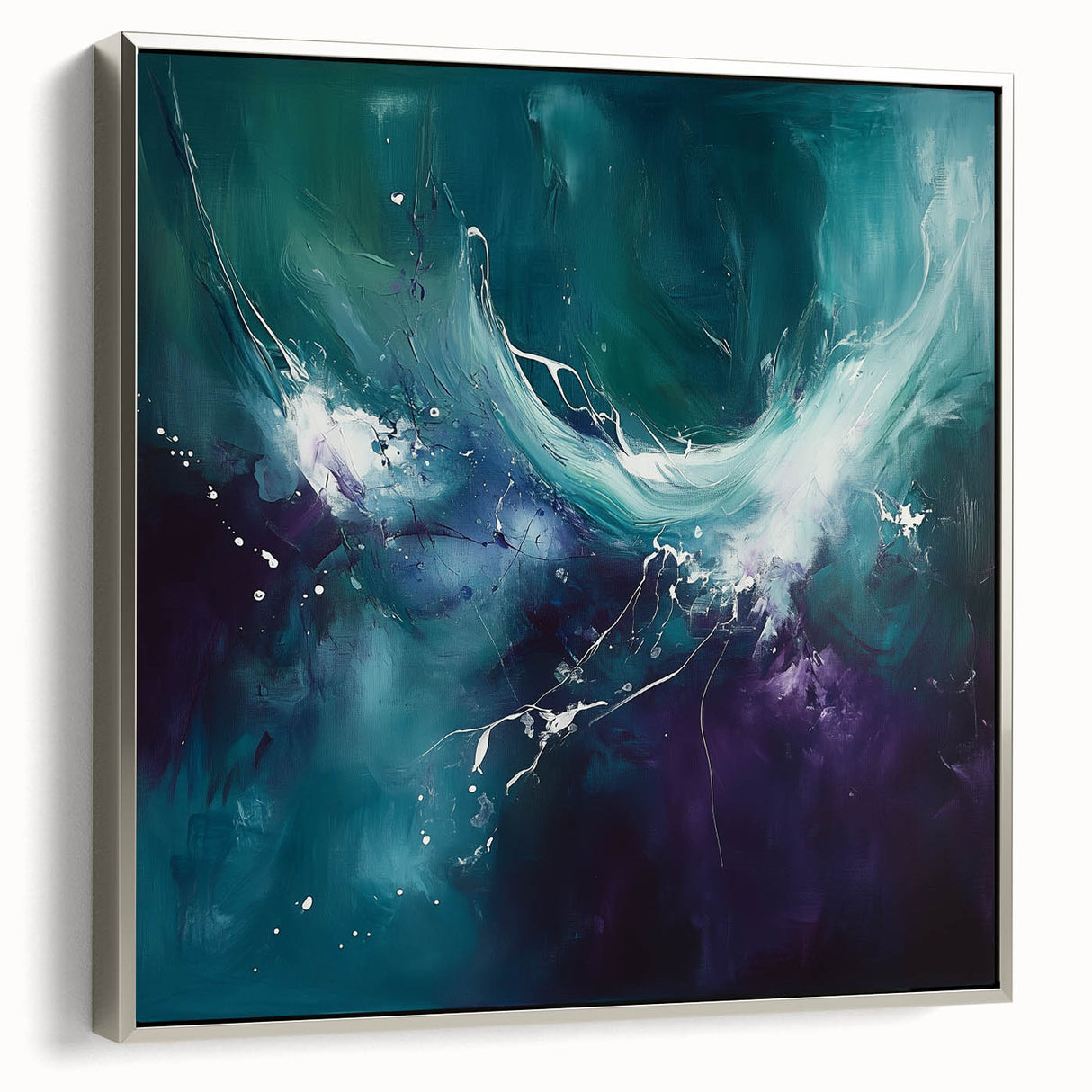 Contemporary Fluid Art – Teal and Violet Swirl with Abstract Energy