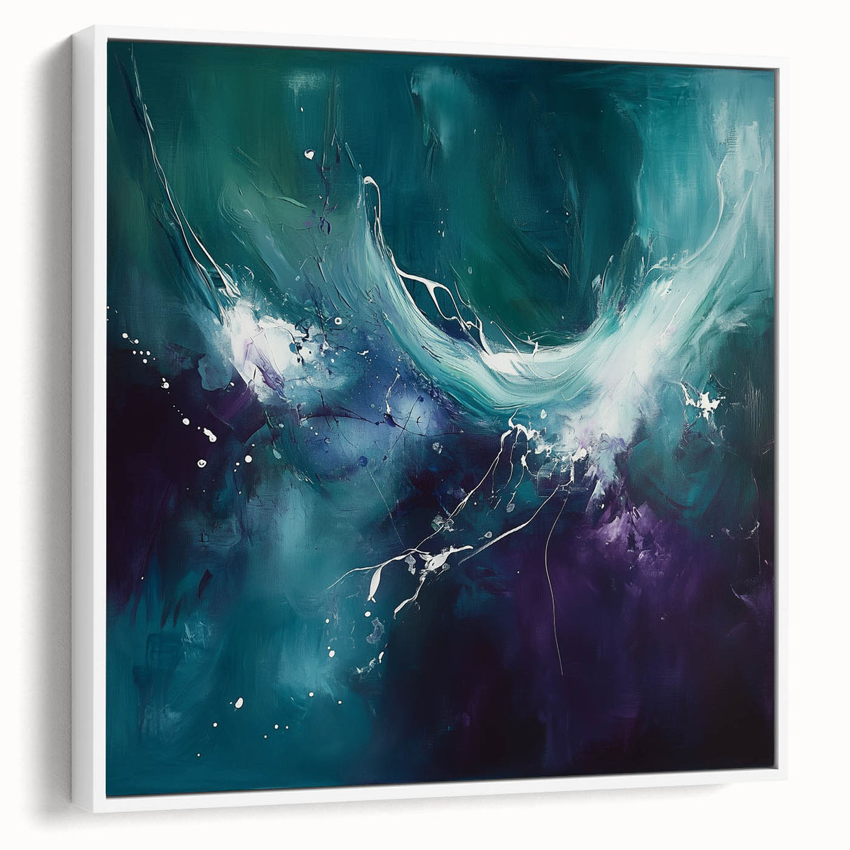 Contemporary Fluid Art – Teal and Violet Swirl with Abstract Energy