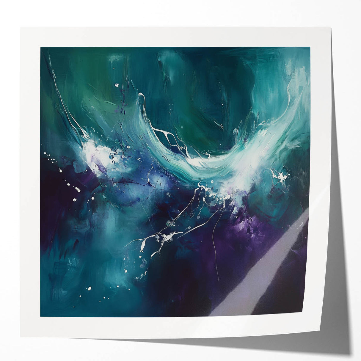Contemporary Fluid Art – Teal and Violet Swirl with Abstract Energy