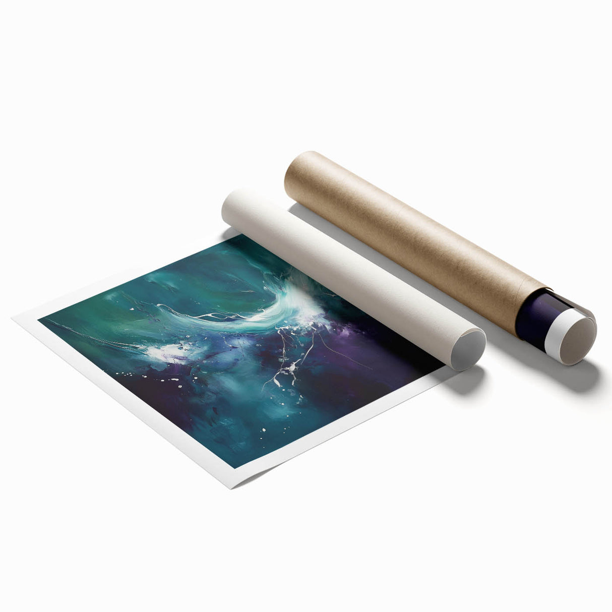 Contemporary Fluid Art – Teal and Violet Swirl with Abstract Energy