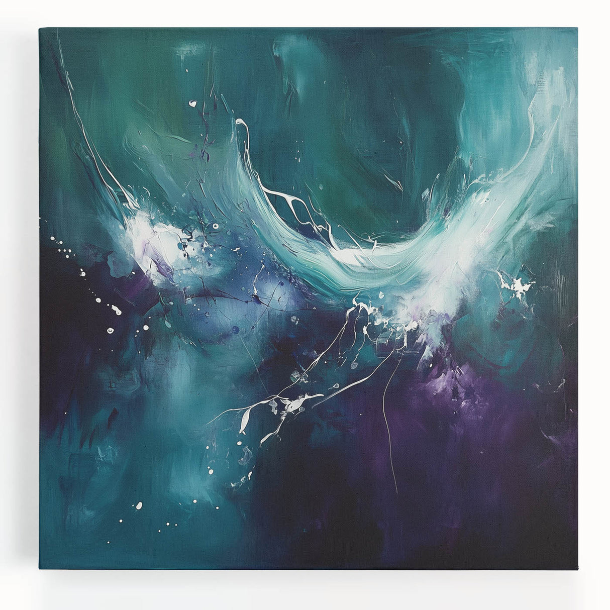 Contemporary Fluid Art – Teal and Violet Swirl with Abstract Energy