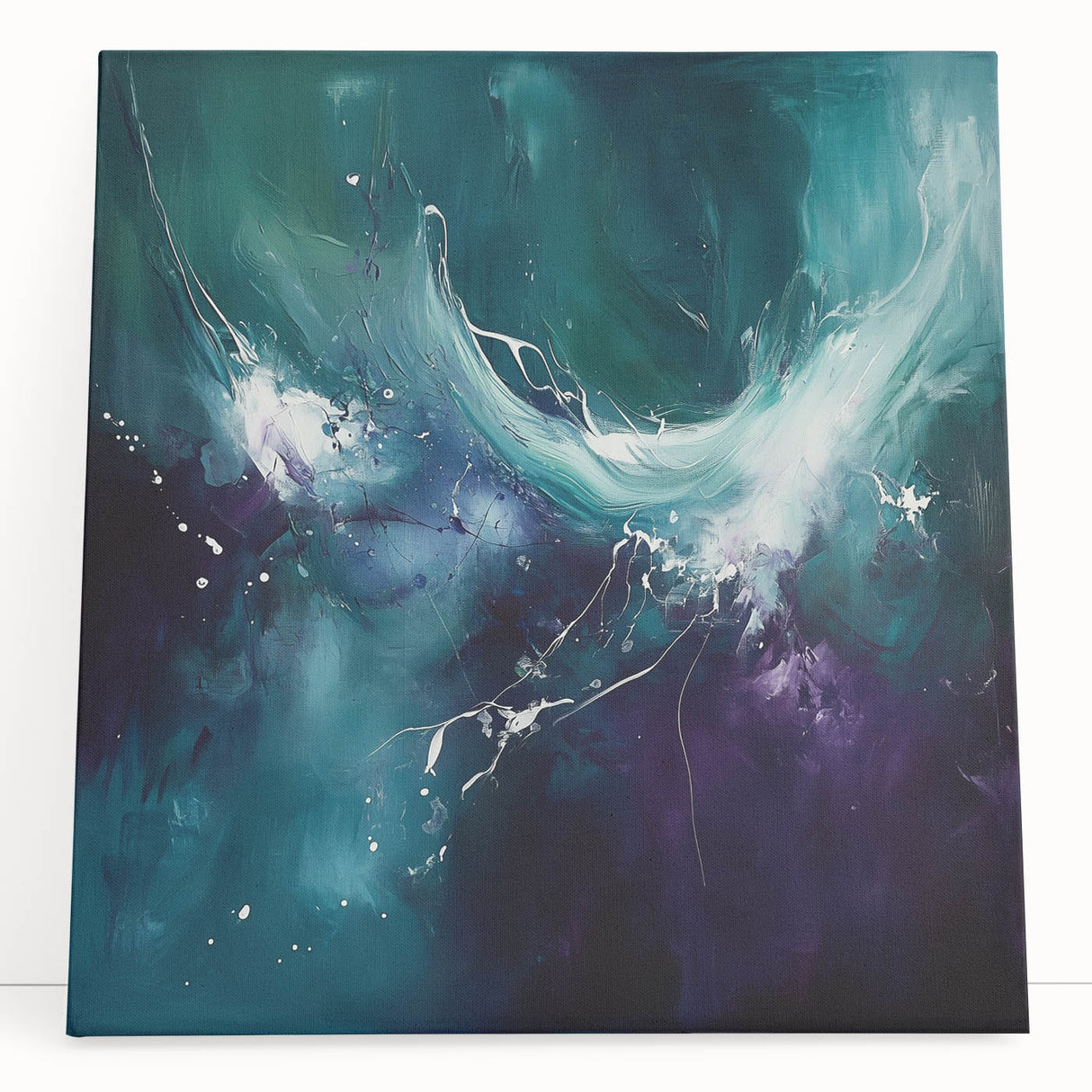 Contemporary Fluid Art – Teal and Violet Swirl with Abstract Energy
