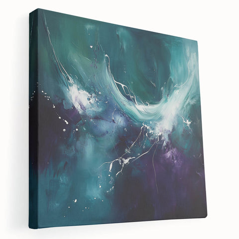 Contemporary Fluid Art – Teal and Violet Swirl with Abstract Energy