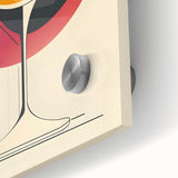 Large abstract wall art in mid-century modernist style, featuring vibrant hues on acrylic glass.