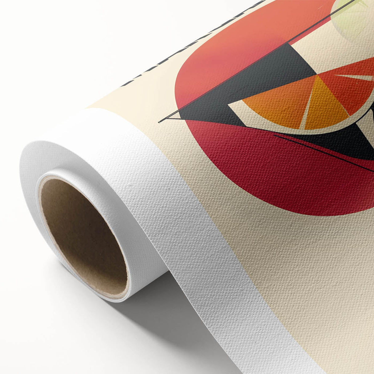 Art Deco style poster featuring stylized food and drink illustrations on a rolled canvas, ideal for dining room wall art.