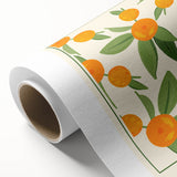 Art Deco style poster featuring assorted fruits in vibrant colors on a rolled canvas, ideal for nursery wall art.