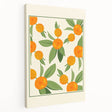 Large art featuring a variety of fruits in vibrant colors on a stretched canvas, suitable for kitchen wall art.