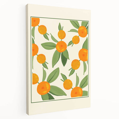 Large art featuring a variety of fruits in vibrant colors on a stretched canvas, suitable for kitchen wall art.