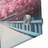 Close-up image of a modern acrylic glass landscape bridge design showcasing vibrant colors and intricate details, ideal for contemporary home decor or art collections.