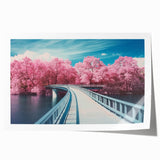 Landscape bridge rolled print showcasing a vibrant, artistic depiction of a bridge surrounded by lush greenery, rolled in a protective cardboard tube for delivery. Ideal for home decor enthusiasts seeking unique wall art.