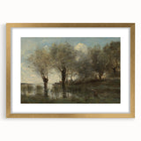 Realism Art Print of Tranquil Pond Scene with Trees in Picardy