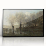 Realism Art Print of Tranquil Pond Scene with Trees in Picardy