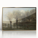 Realism Art Print of Tranquil Pond Scene with Trees in Picardy