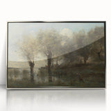 Realism Art Print of Tranquil Pond Scene with Trees in Picardy