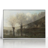 Realism Art Print of Tranquil Pond Scene with Trees in Picardy