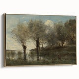 Realism Art Print of Tranquil Pond Scene with Trees in Picardy