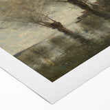 Realism Art Print of Tranquil Pond Scene with Trees in Picardy