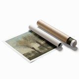 Realism Art Print of Tranquil Pond Scene with Trees in Picardy