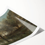 Realism Art Print of Tranquil Pond Scene with Trees in Picardy