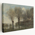 Realism Art Print of Tranquil Pond Scene with Trees in Picardy