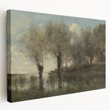 Realism Art Print of Tranquil Pond Scene with Trees in Picardy